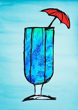 Blue Watercolor Cocktail