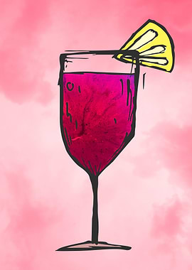 Red Watercolor Cocktail