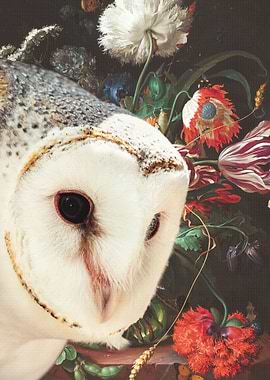 Owl in a vintage garden