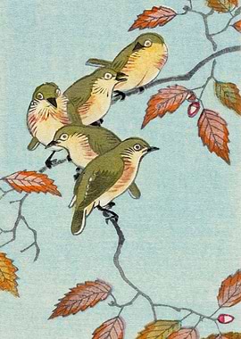Birds on tree branch print