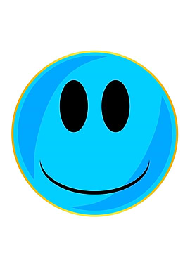 Blue Smile Face Button