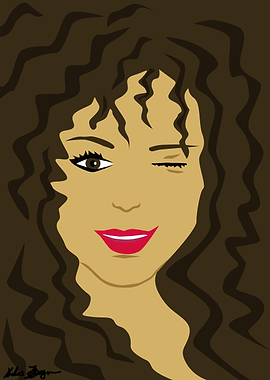 Brunette popart portrait