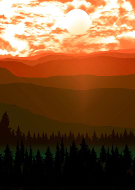 Evening Mist Mountains