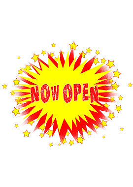 Cartoon Yellow Now Open