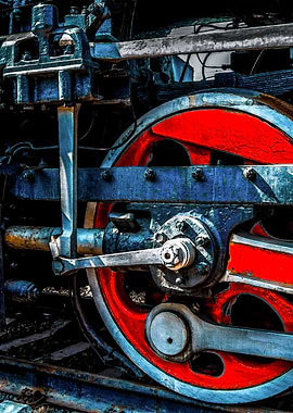 Red Steam Loco Wheel View