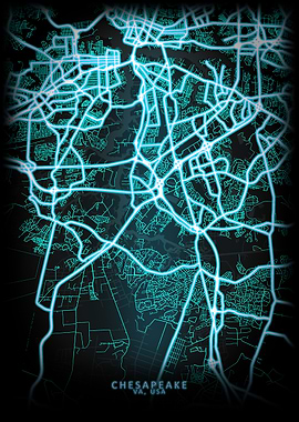 Chesapeake VA USA City Map