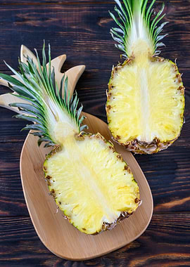 Halved pineapple
