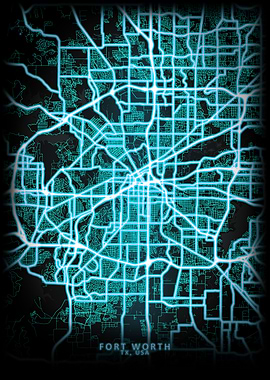 Fort Worth TX USA City Map