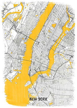 New York USA Map Yellow