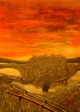 Snow on Ground Sky on Fire