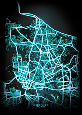 Norfolk VA USA City Map