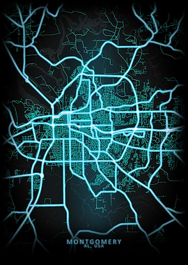 Montgomery AL USA City Map