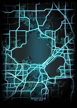 Madison WI USA City Map