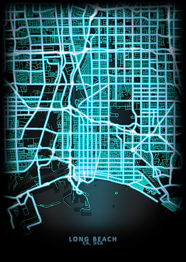 Long Beach CA USA City Map