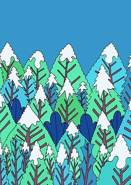 A green winters forest