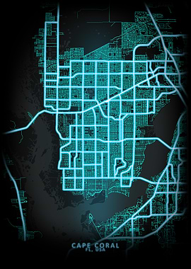 Cape Coral FL USA City Map
