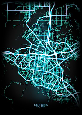 Corona CA USA City Map