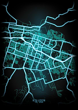 Killeen TX USA City Map