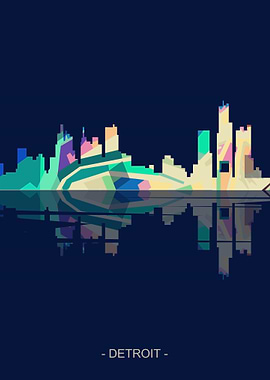 Detroit Skyline city light