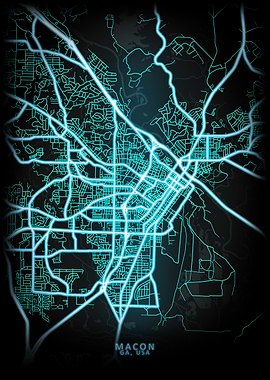 Macon GA USA City Map
