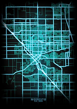 Modesto CA USA City Map