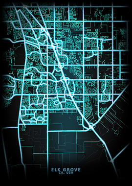 Elk Grove CA USA City Map