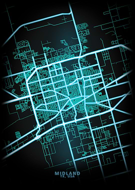Midland TX USA City Map