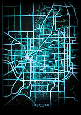Rockford IL USA City Map