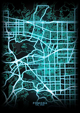Pomona CA USA City Map