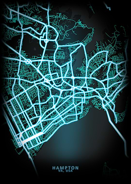 Hampton VA USA City Map