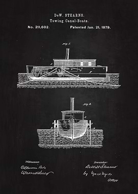 1879 Towing Canal Boat Art