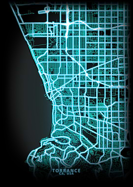Torrance CA USA City Map