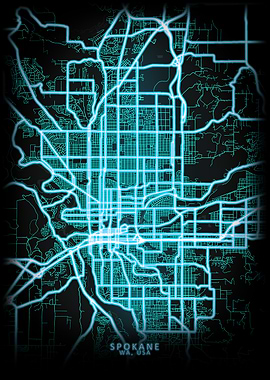 Spokane WA USA City Map