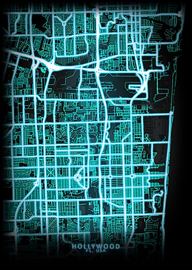 Hollywood FL USA City Map
