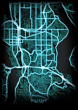 Bellevue WA USA City Map