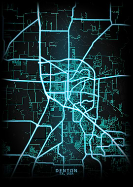 Denton TX USA City Map