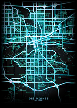 Des Moines IA USA City Map