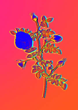 Blue Neon Flower Artwork