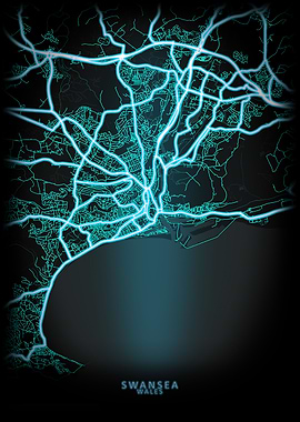 Swansea Wales City Map