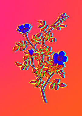 Pink Neon Pop Art Flower
