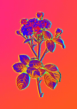 Pink Neon Rose Painting