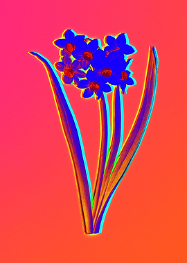 Neon Blue Flower on Pink