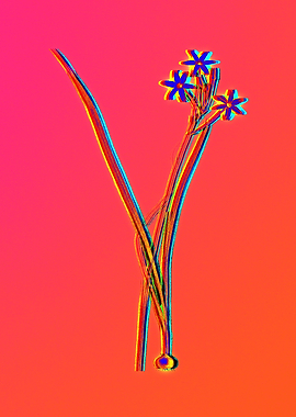 Neon Blue Flower Painting