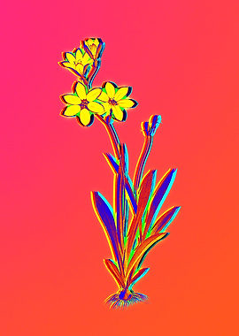 Neon Yellow Flower Drawing