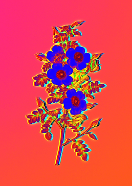 Pink Neon Rose Painting