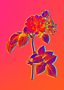 Pink Neon Pop Art Flower
