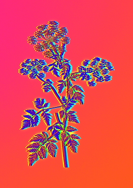 Neon Botanical Drawing