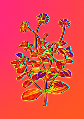 Bright Pink Neon Botanical