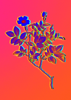 Pink Neon Rose Painting