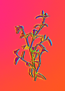 Pink Neon Flower Drawing